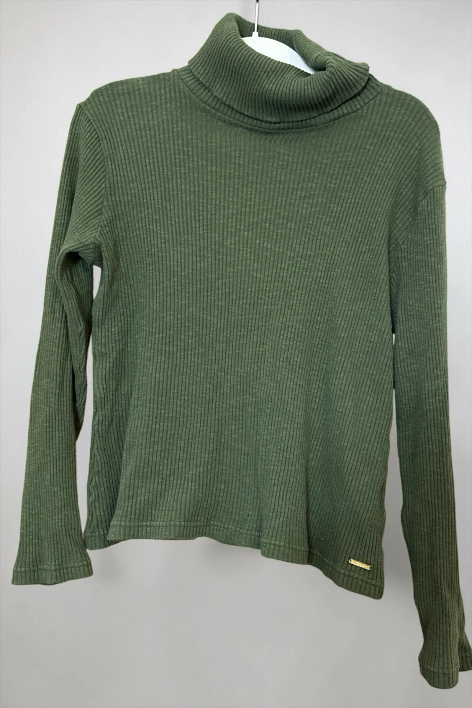 El Galgo Jersey canalé de cuello alto verde caqui algodón L